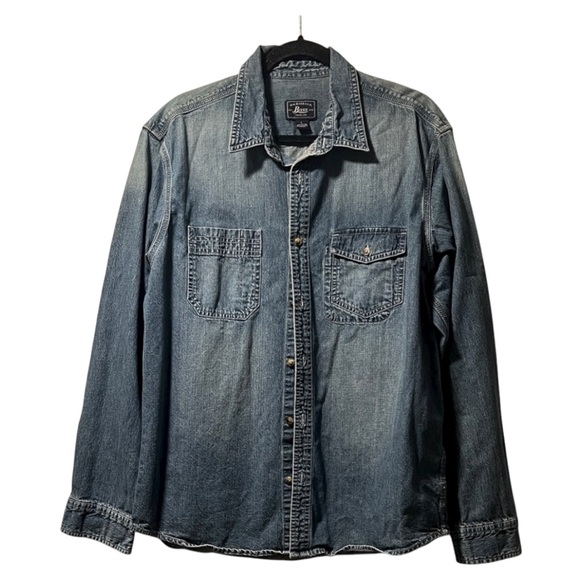 G.H. Bass & Co. Other - G.H. Bass & Co. Blue Denim Shirt Jacket Long Sleeve Sz XL EUC Classic Minimalist